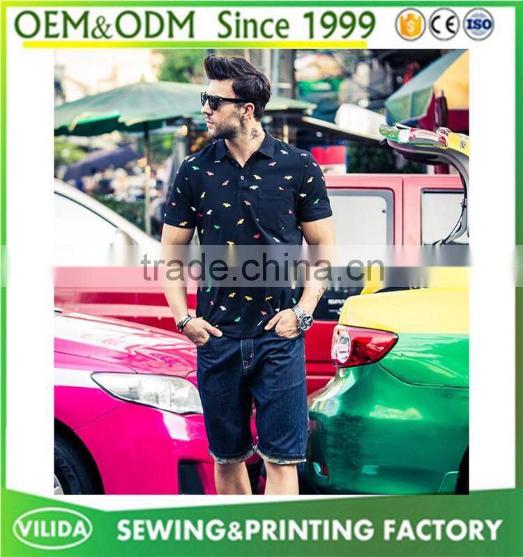 Europe style big size polo shirt for fat men's wholesale full printing polo shirt