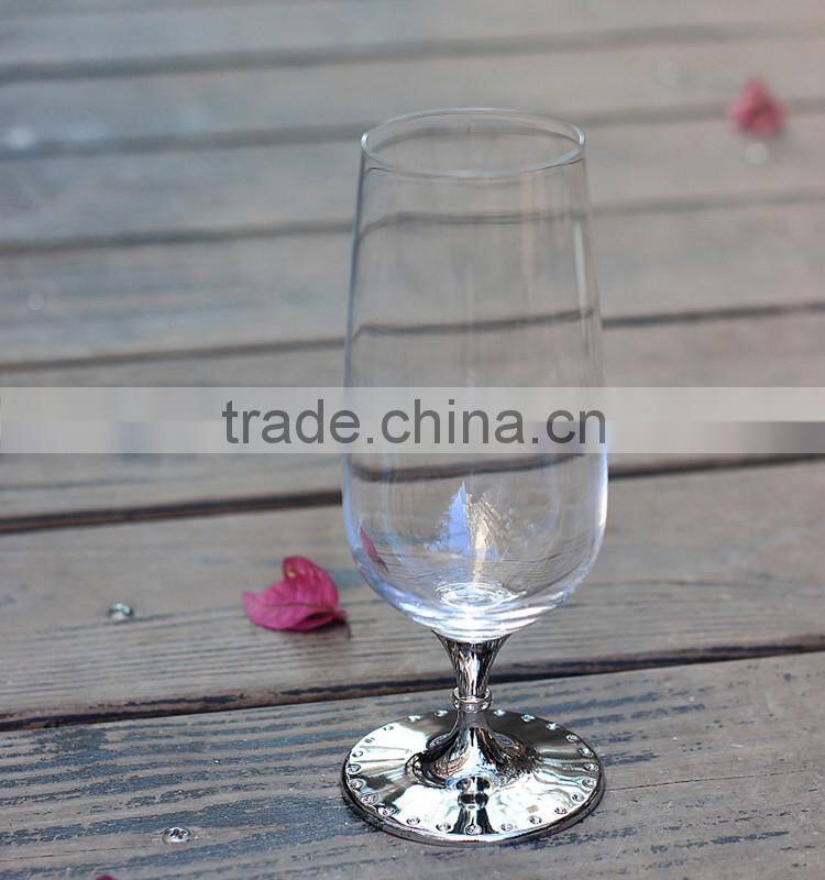 Glassware manufacturer promotion top drawer handmade lead free clear glass beer mug with gold neck bottom wine glass