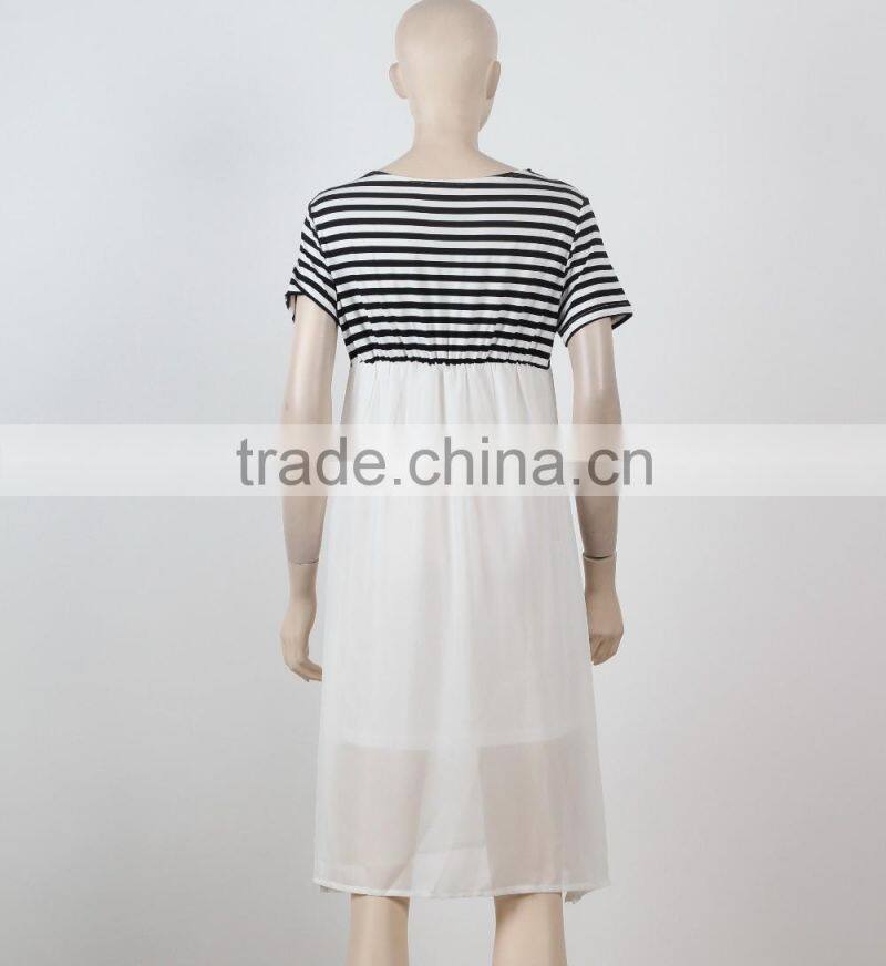 woman dresses new summer 2016 short sleeve shirt dress cotton chiffon fabric Fluqi Appare