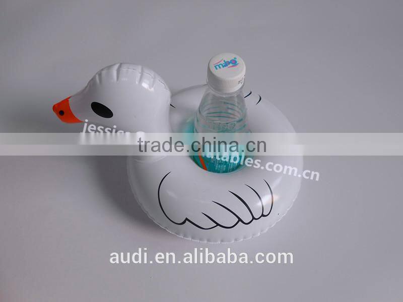 Plastic inflatable floating swan cup holders