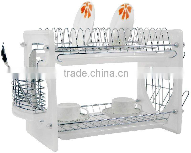 2 tier dish rack with 9 shape plastic side
