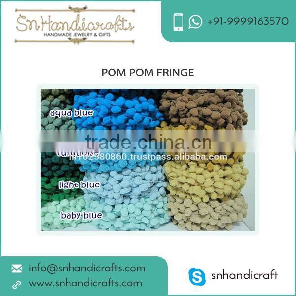 Indian Manufactured Beautiful Pom Pom Fringe for Sale by Distinguished Supplier