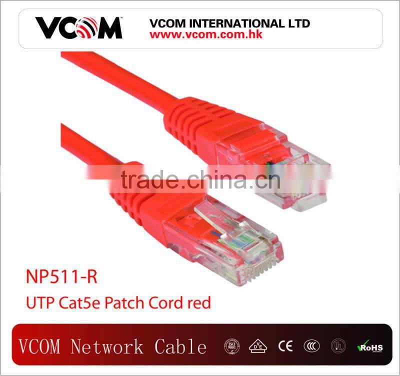 Vcom High Speed UTP Cat5e Patch Cord in red