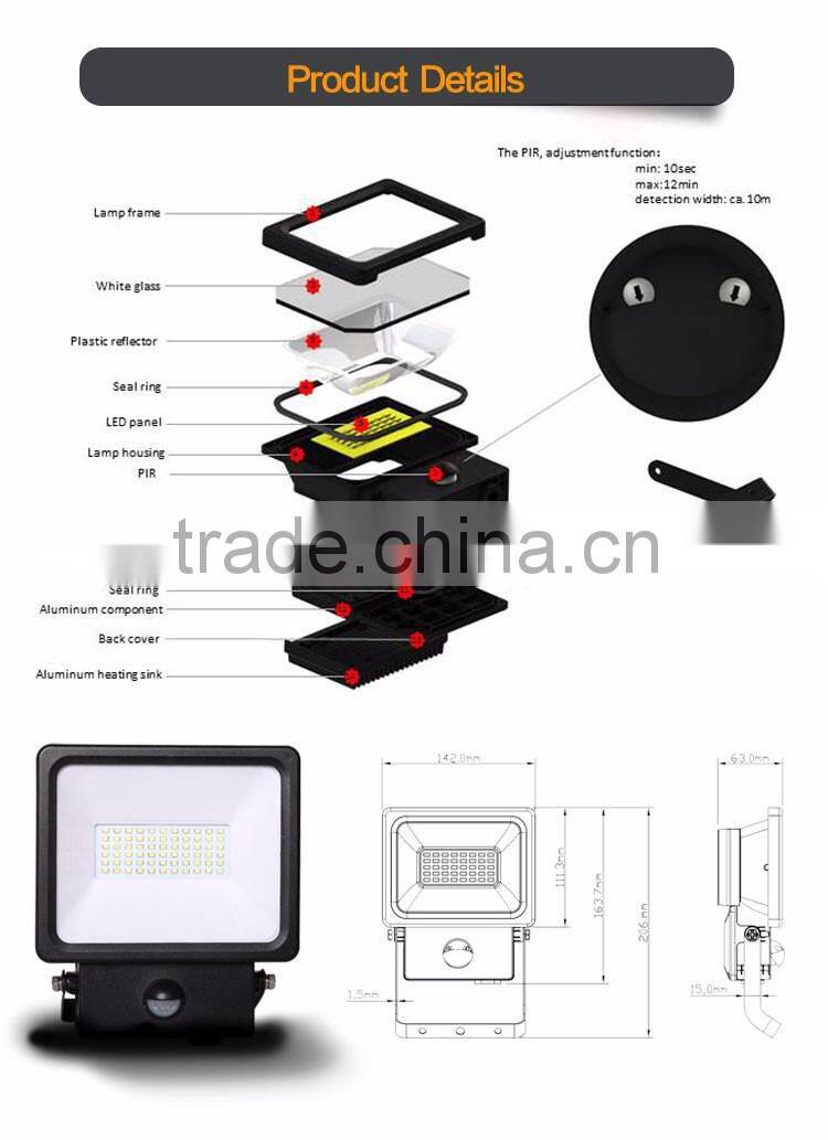 High bright 20W cranked bracket Sensor LED Floodlight