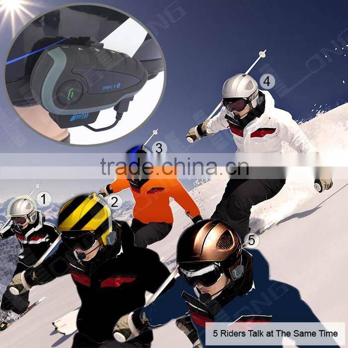 SZwinzon V8 Motorcycle Bluetooth Helmet Intercom Headset 5 Riders Talk at The Same Time Remote Control NFC FM 1200M