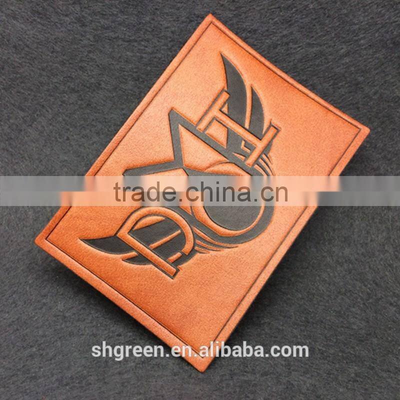 100% true leather label,sewing on leather patch