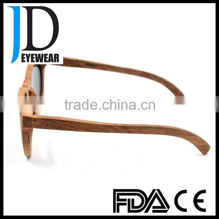 2016 latest trendy vintage blue mirrored lens zebrawood sunglasses