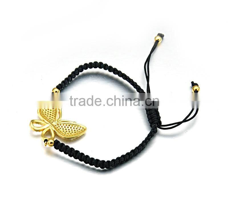 womens handmade rope bracelet gold plated butterfly charm bracelet