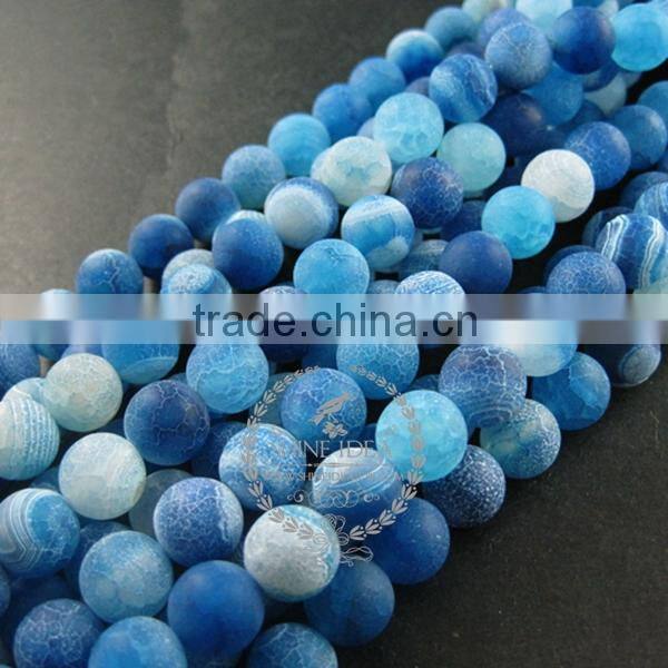 1string 15inch string,about 38pcs,10mm round shape blue dyed weathered agate loose beads findings supplies 3110167