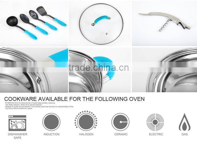 hot sale popular 23 pcs stainless steel cookware camping