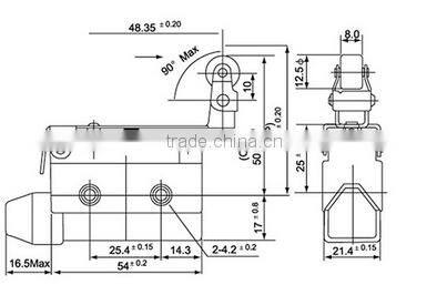 NM7121 15A 250VAC Long Plunger Electrical Limit Switch