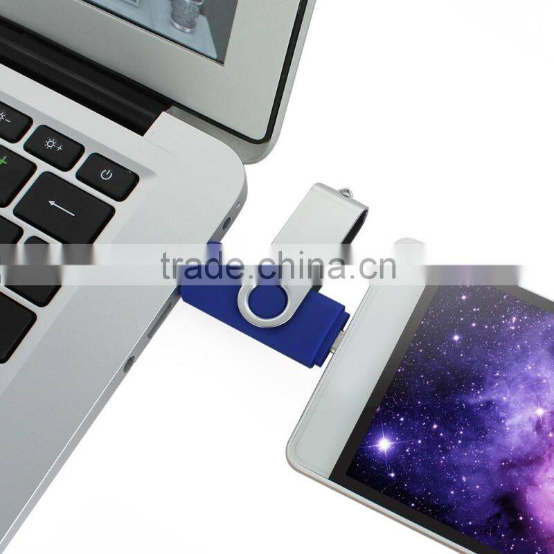 2017 style Logo printed swivel OTG usb flash drive 128gb 64gb 32gb 8gb