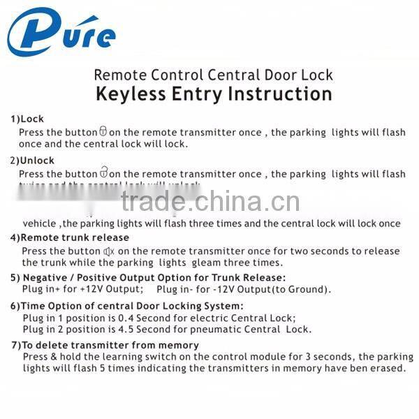 High quality auto security system car alarm system for VW B5 one way car alarm