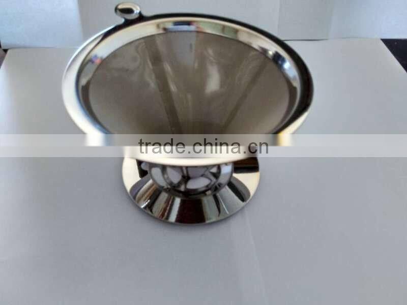 YS manufacturer reusable cone coffee filter dripper/stainless steel coffee dripper /pour over coffee filter