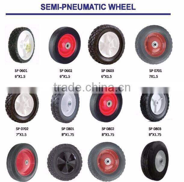 Top quality Semi Pneumatic Rubber Tyred Wheels with steel rim