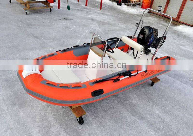 RILAXY Inshore & lake Chinese manufacturer oriented cheap small inflatable center steering console fishing boat for sale