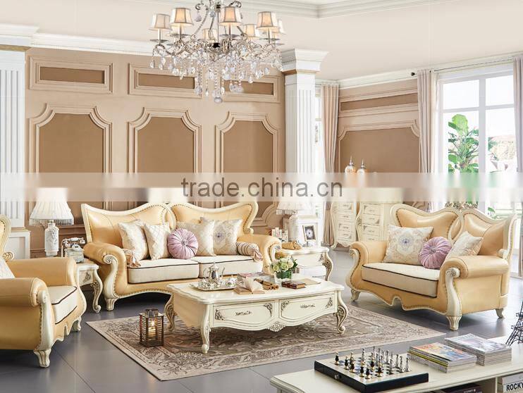 Concise peachblossom carving leather sofa set