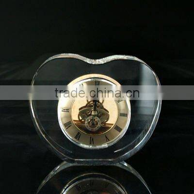 2016 heart shape crystal gifts,transparents crystal clock