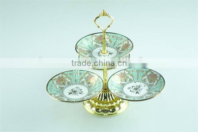 Colorful decal ceramic cake stand/candy stand for weeding/party use with cheap price in stock