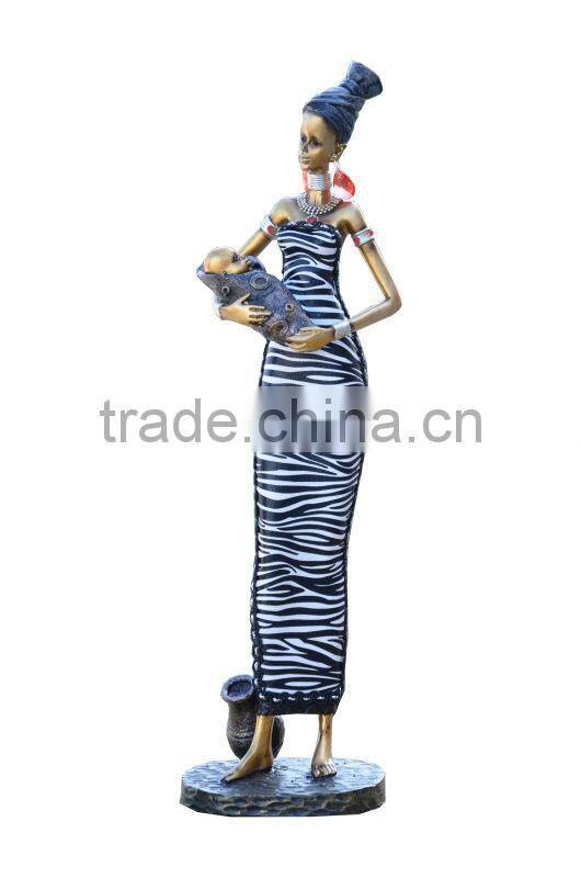 home decoration resin with fabric african family tourist souvenir