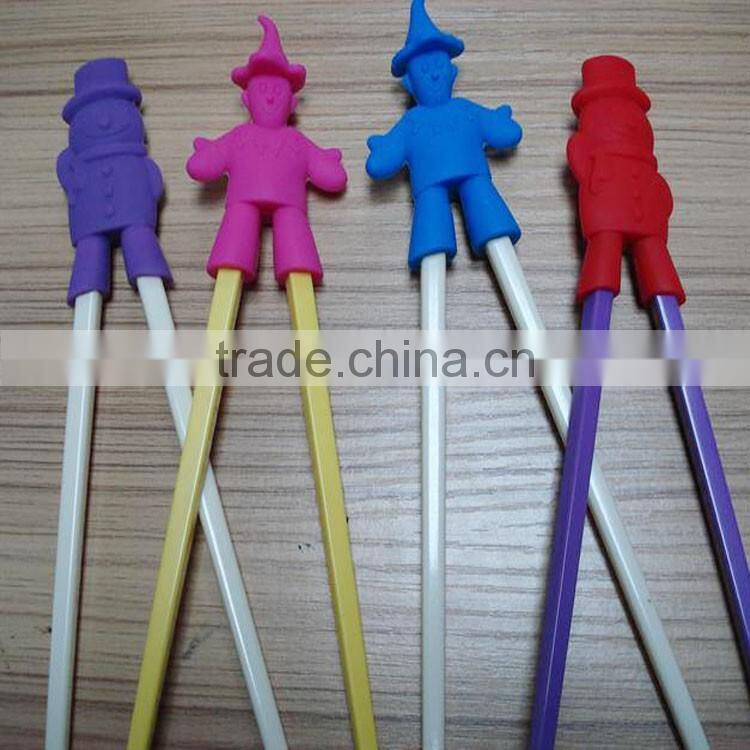 melamine training chopsticks with clown pattern silicone helper for kids