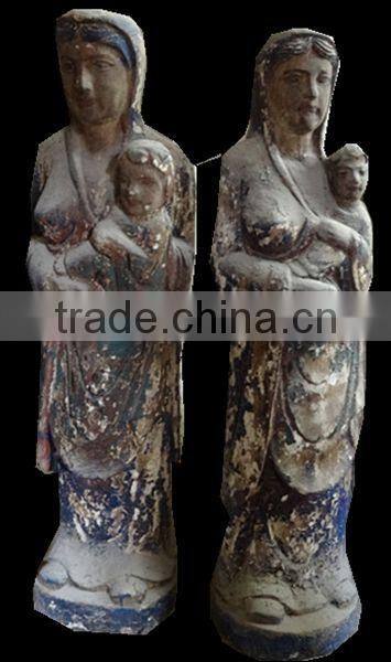 Hand Made Antique Wood Carving Statue For Sale