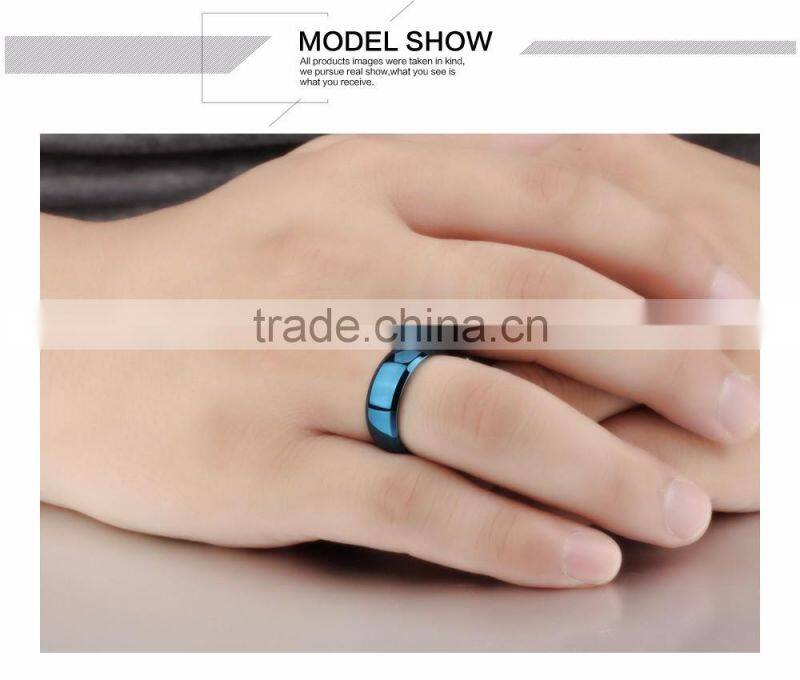 Simple design 8mm width blue/gold/silver/black wholesale stainless steel ring blanks