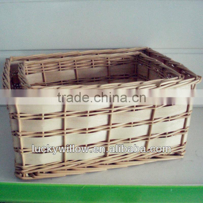 factory supply 2016new product woven wood basket with lining
