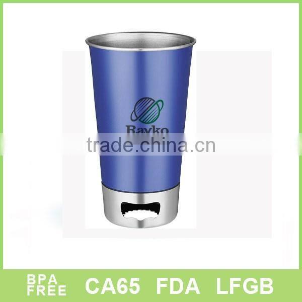 Single wall stainless steel brew cup opener