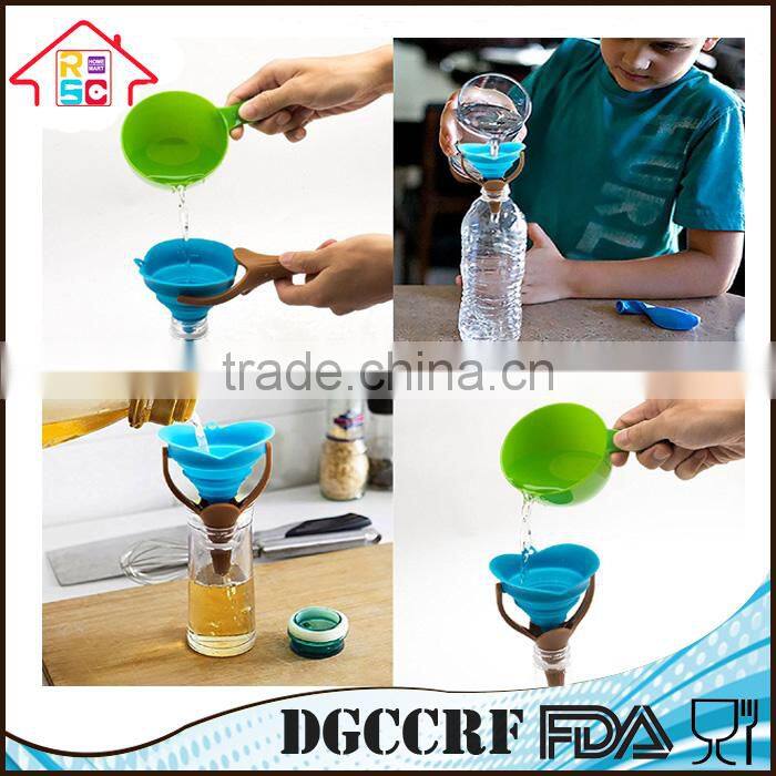FDA & LFGB Multifunction Collapsible Silicone Funnel Foldable Funnel