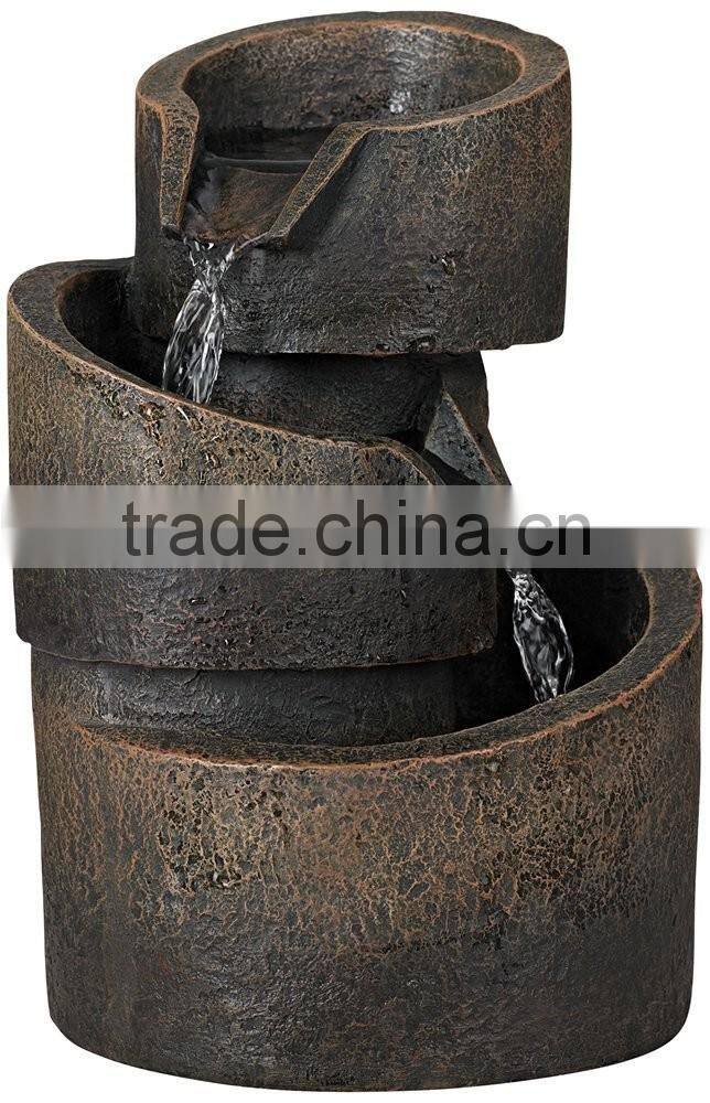 3-Tier Bronze Stone Contemporary Tabletop Fountain