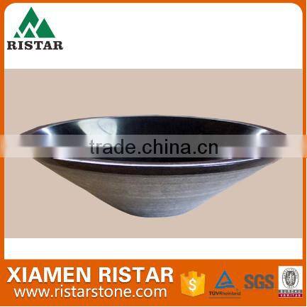 Cheap round black marble stone bathroom basins and stone sinks RST-RB096