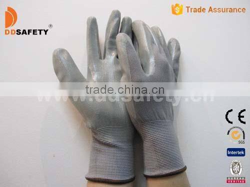 DDSAFETY Cheapest In 2017 Nitrile Coated Grey Nylon Working Gloves