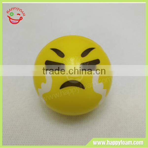 2017 Cheap fashion PU weepy emoji anti-stress ball ,PU sponge foam ball for kids