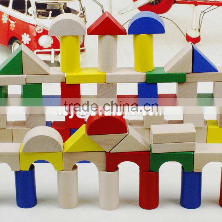 Colorful 80 pieces kids wooden toy connecting building blocks best sale children wooden intelligence building blocks W13A137