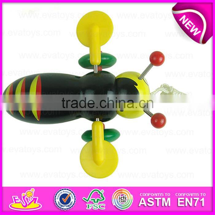 Cartoon animal bee design kids hand push toy,Preschool Baby Lovely Animal Toys Wooden Little Bee Push Toy W05B111