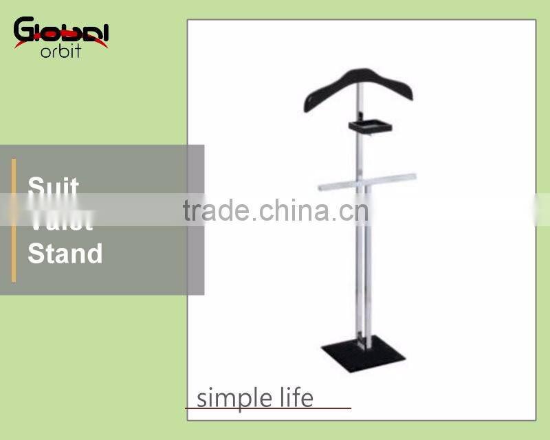 Home Furniture Suit Hanging Holder Wooden Suit Valet Stand With Tray