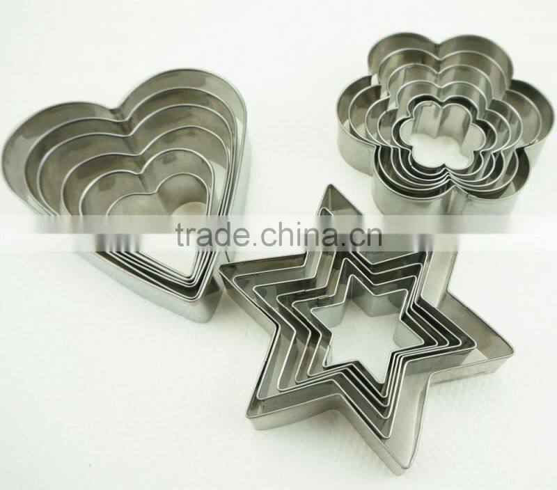 47033 18 pcs star heart flower Shape Cake cookie cutter ,fondant cake decorating tools