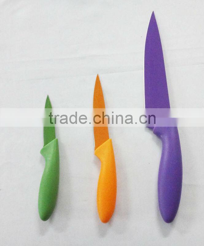 3 pcs telfon kitchen knife set with PP sheath