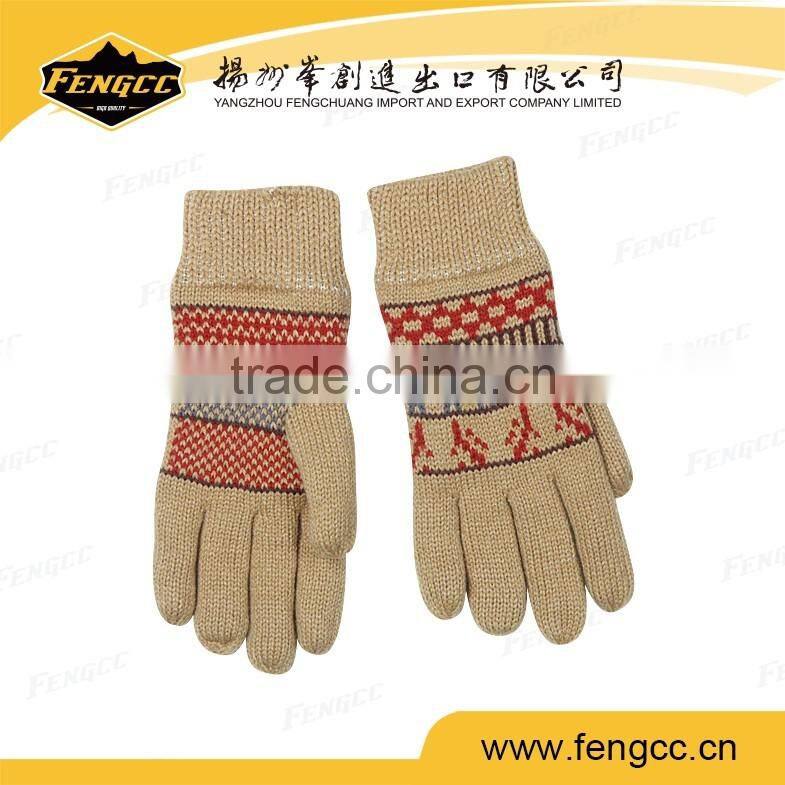 100% acrylic knitted winter gloves/jacqurad knitted gloves
