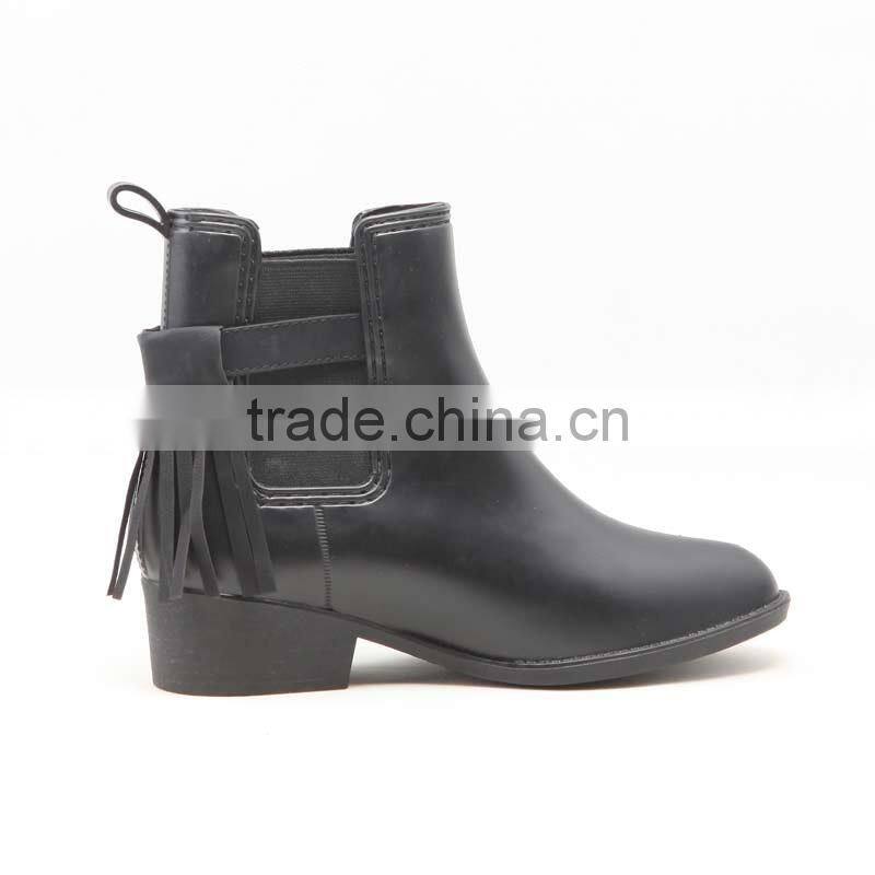2017 new low heel pointed toe women rain shoes boots with buckle tassels decorations