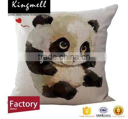 2017 Digital Printed Silk Cushion with Panda Picture
