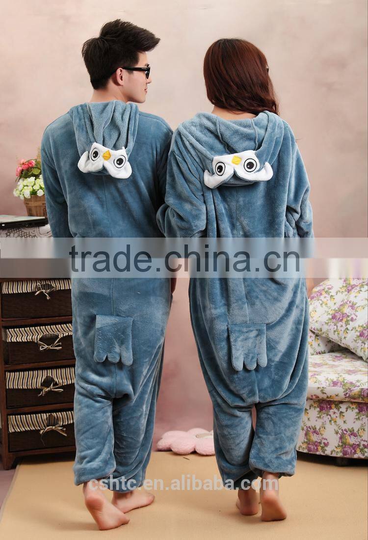 flannel cartoon adult animal jumpsuit animal pajamas jumpsuit owl design