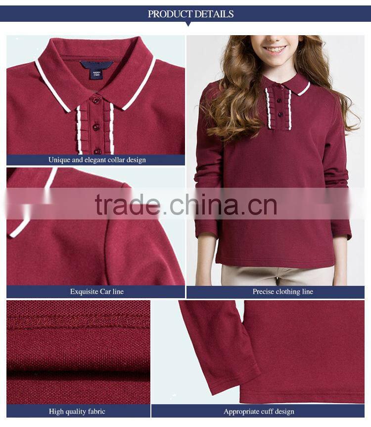 2017 spring selling student girls' long sleeve T-shirt, British solid color college long sleeve T-shirt