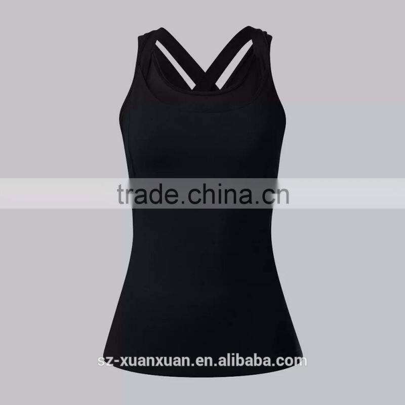 100% cotton plain black running vest for women