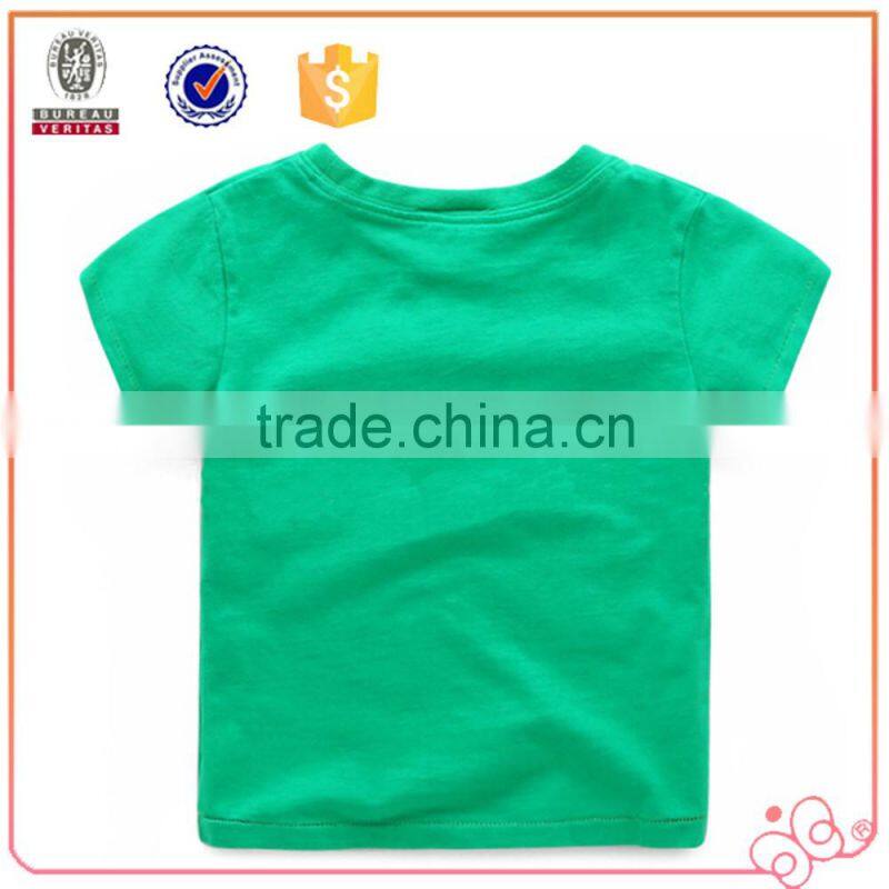 Hot selling kids wear short sleeve t-shirt printing design child wear with pocket