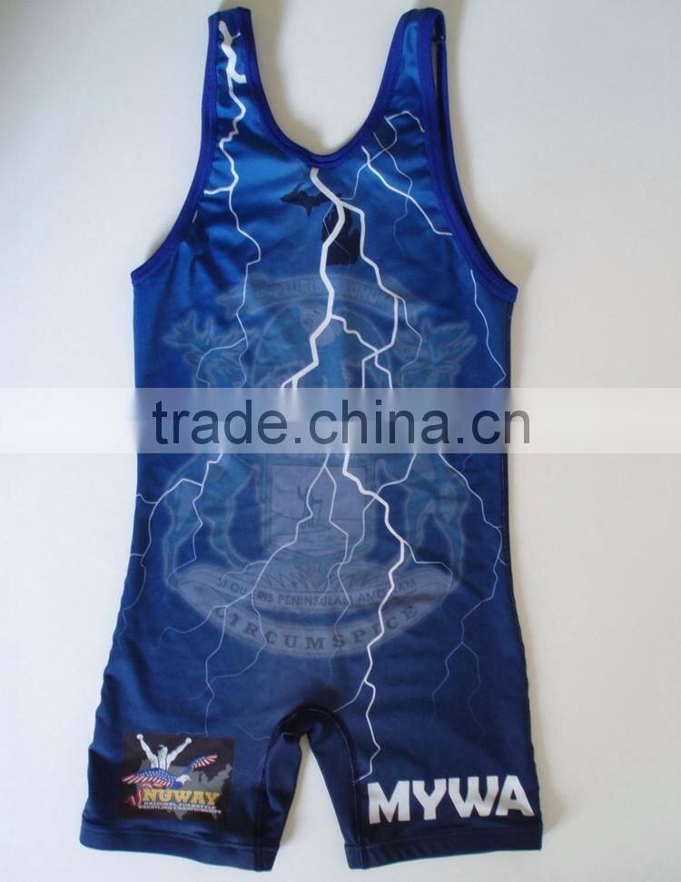 Wholesale Dye sublimated printing cheap wrestling singlets for sale