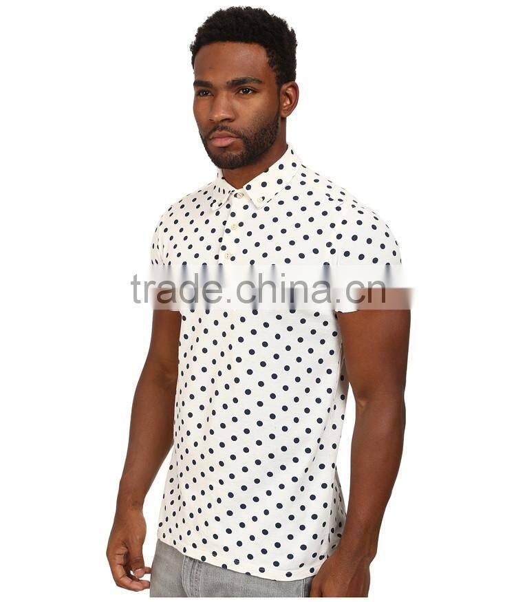 Latest design mens short sleeve custom dot funny polo shirt