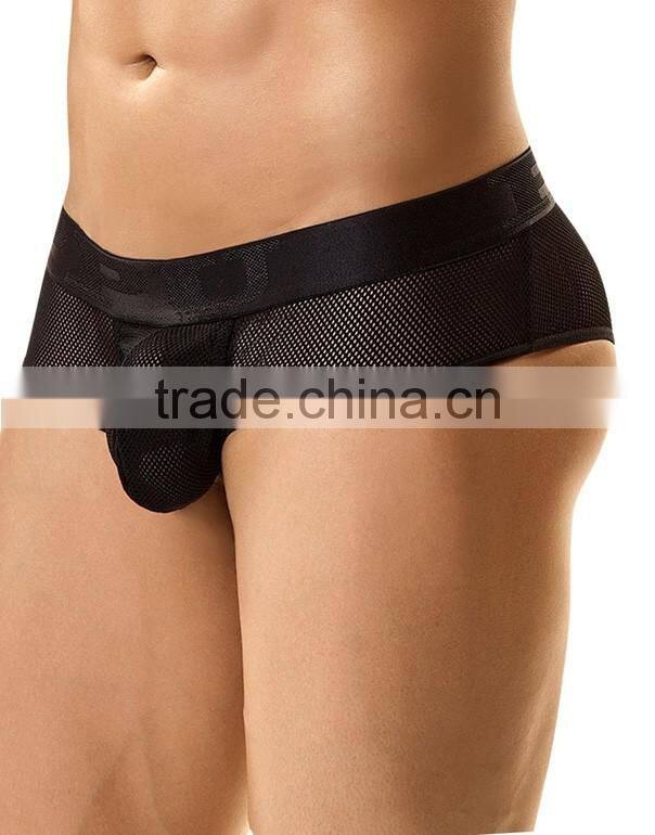 Cheap Price Manufacturer Black Mesh Mens Briefs With Custom Band Sexy Underwear Brands 2016