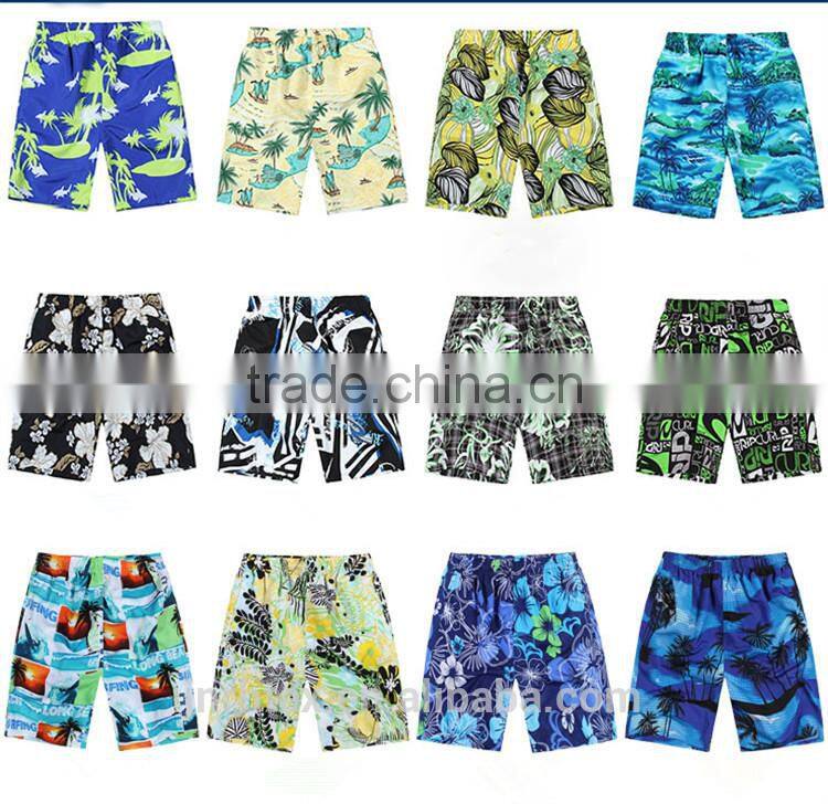 2015 Summer Fashion custom polyster and cotton printed mens beach shorts